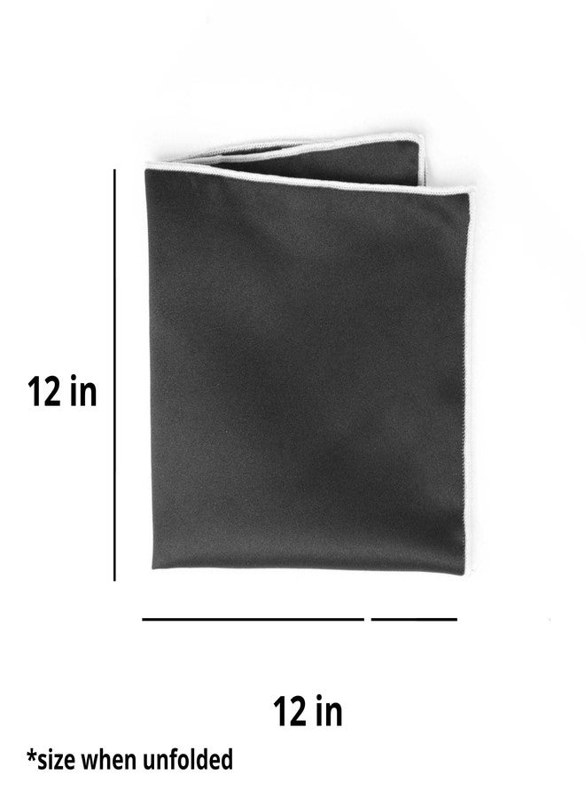 tiemart Tipped Pocket Square (Black and White) - Image 2