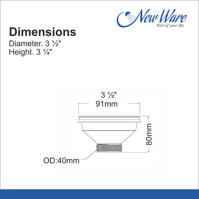 New Ware® PVC Waste Coupling Stopper Full Thread for Secure and Leak-Proof Sink Drain - Universal Fit, Easy Installation, Durable and Corrosion-Resistant Sink Drainage Solution (3 Inch) - Image 4