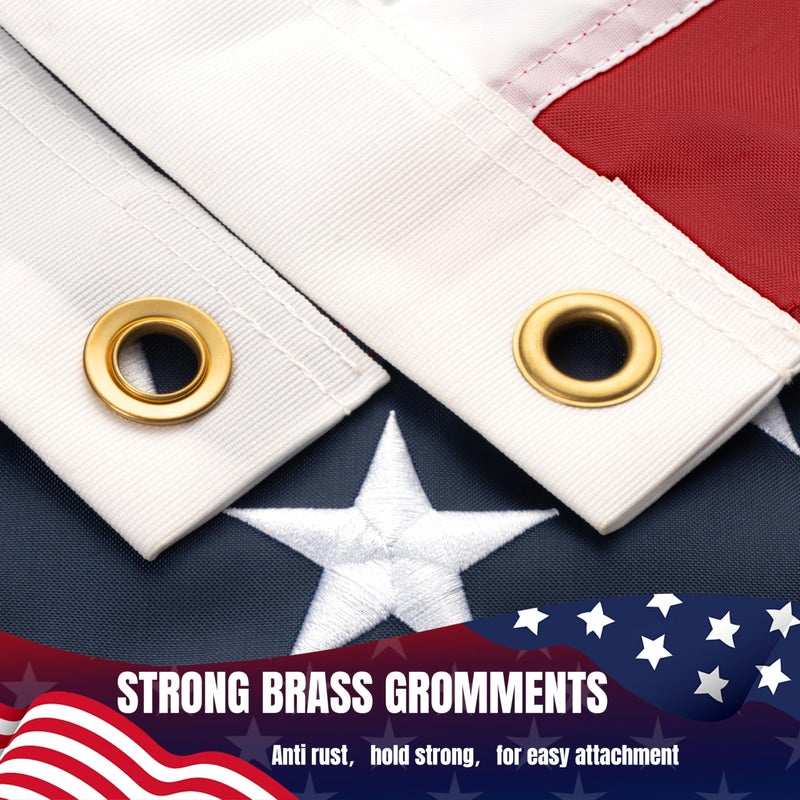 AOKIIE American Flag 3x5 Ft for Outside, Heavy Duty Nylon US Flag, TearProof and WaterProof Super Tough Series, High Wind All Weather USA Flag with Embroidered Stars, Sewn Stripes, Brass Grommets - Image 4