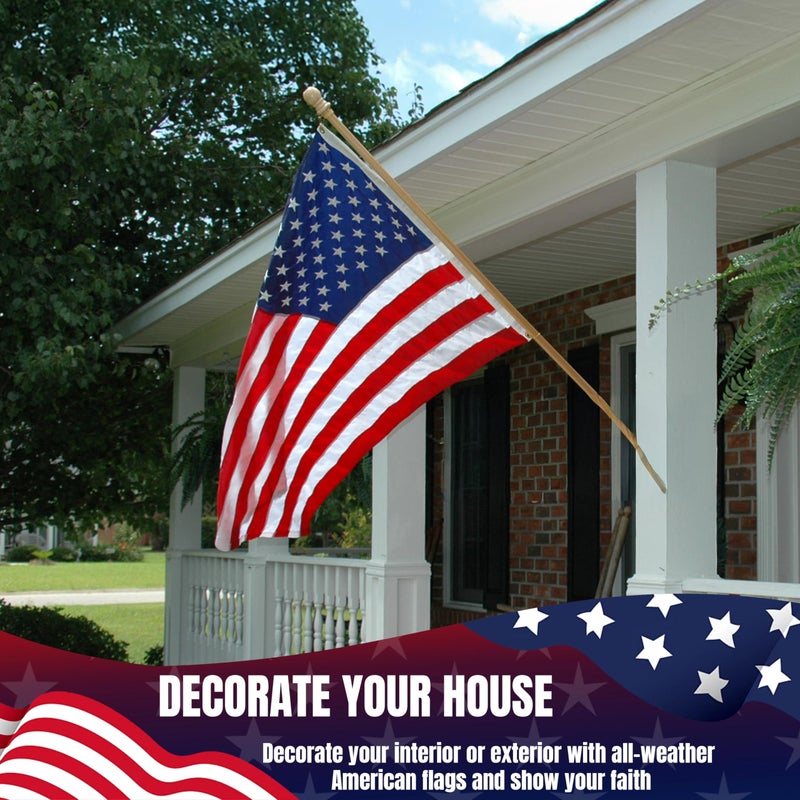 AOKIIE American Flag 3x5 Ft for Outside, Heavy Duty Nylon US Flag, TearProof and WaterProof Super Tough Series, High Wind All Weather USA Flag with Embroidered Stars, Sewn Stripes, Brass Grommets - Image 2
