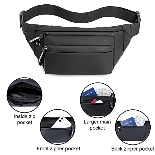 SYGA Chest Bag Waist Fanny Pack Running Belt for Men Women Unisex Bum Bag with Headphone Jack and 2-Zipper Pockets Adjustable Belt for Outdoors Yoga Workout Hiking Gifts for Men Women- Black - Image 5