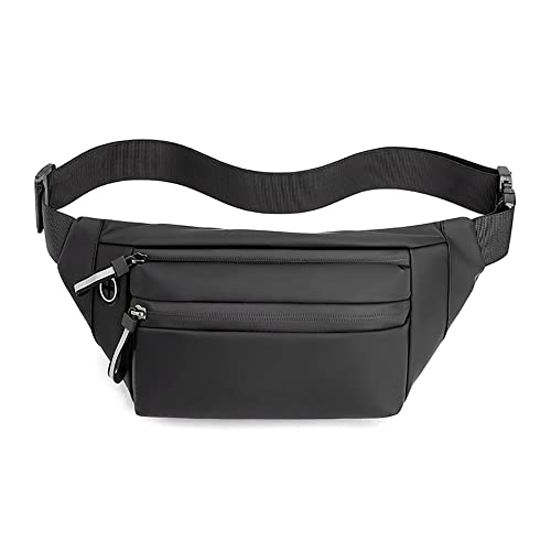 SYGA Chest Bag Waist Fanny Pack Running Belt for Men Women Unisex Bum Bag with Headphone Jack and 2-Zipper Pockets Adjustable Belt for Outdoors Yoga Workout Hiking Gifts for Men Women- Black - Image 1