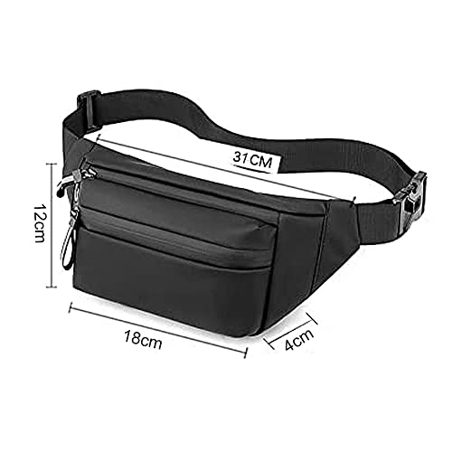 SYGA Chest Bag Waist Fanny Pack Running Belt for Men Women Unisex Bum Bag with Headphone Jack and 2-Zipper Pockets Adjustable Belt for Outdoors Yoga Workout Hiking Gifts for Men Women- Black - Image 4