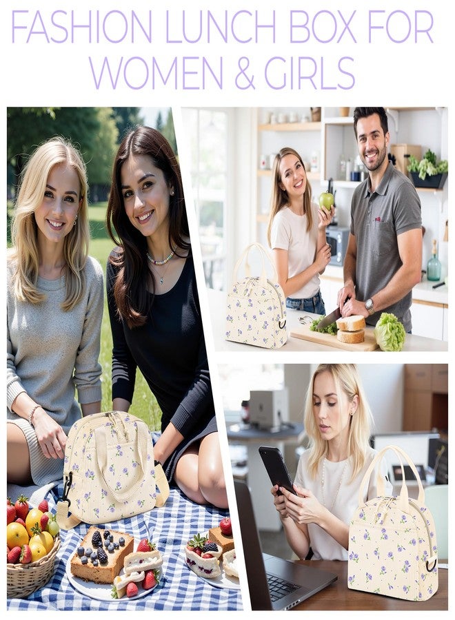WOBAGMEN Lunch Bag for Women,Insulated Large Lunch Box,Reusable leakproof Lunch Totebag for Adult Work Office Picnic (purple flora) - Image 5