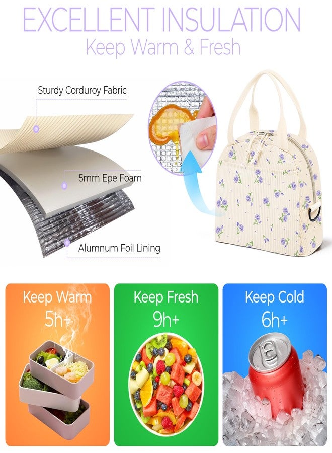 WOBAGMEN Lunch Bag for Women,Insulated Large Lunch Box,Reusable leakproof Lunch Totebag for Adult Work Office Picnic (purple flora) - Image 3
