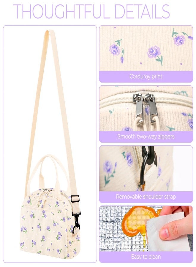 WOBAGMEN Lunch Bag for Women,Insulated Large Lunch Box,Reusable leakproof Lunch Totebag for Adult Work Office Picnic (purple flora) - Image 4
