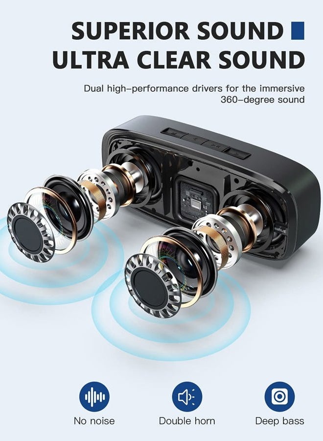 LENRUE Bluetooth Speaker, Wireless Portable Speaker with Loud Stereo Sound, Rich Bass, 12-Hour Playtime, Built-in Mic. Perfect for iPhone, Samsung and More - Image 2