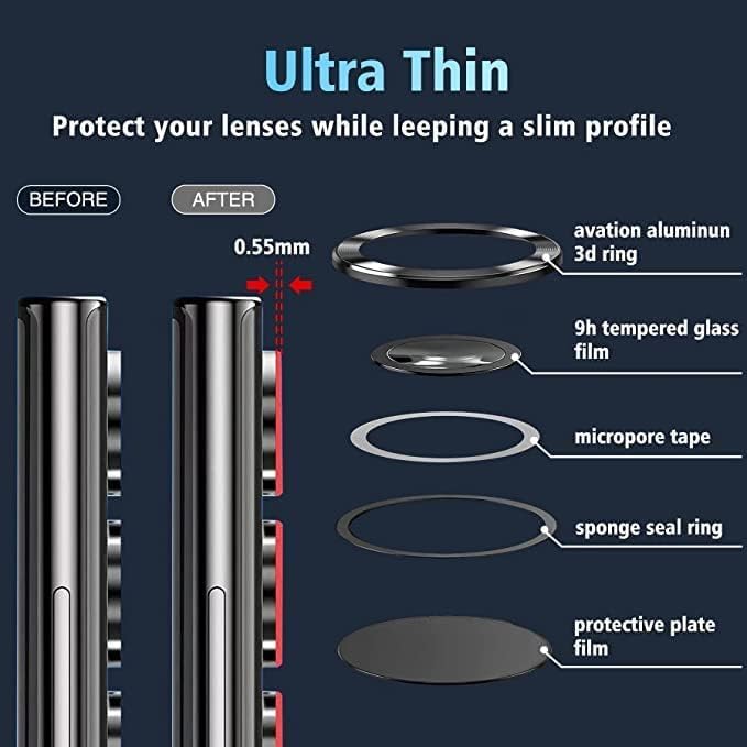 ZARALA Camera Lens Frame Glass Compatible with vivo Y31 Pro 5G Tempered Glass Aluminum Alloy Frame Individual Camera Lens Protector Cover Black - Image 3