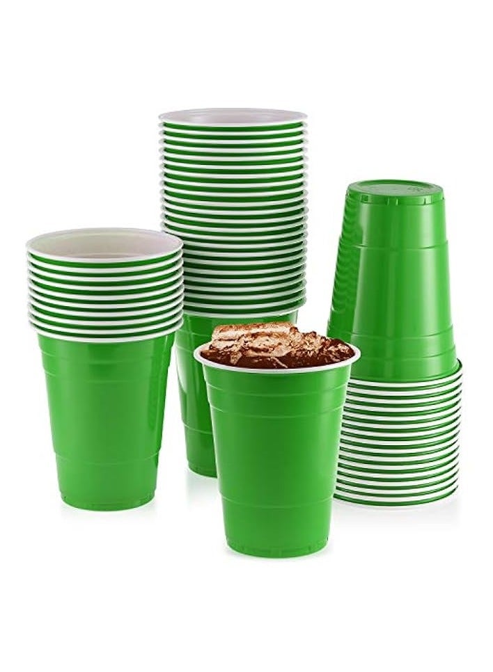 Green Tiger 16 oz Green Cups [50 Pack] Disposable Plastic Cup, Big Birthday Party Cups, St Patrick day Plastic Cups - Image 1