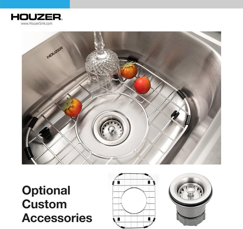 HOUZER Hospitality Stainless Steel Bar & Prep Sink: 15 Inch Drop-In Topmount 2-Hole Sink for Bar & Kitchen, Durable & Versatile, Essential for Home & Apartment: 1515-6BS-1 - Image 2