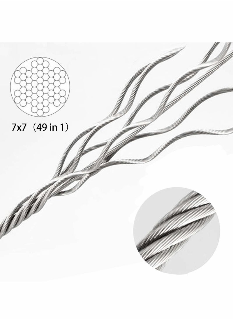 ماركة غير محددة - سلك حبل  الصور، 2 قطع سلك فولاذي مقاوم للصدأ مع حلقة وخطاف 1.5 مللي متر × 2 متر حبل مثبت للأطر الثقيلة، يدعم حتى 20 كجم - Image 1