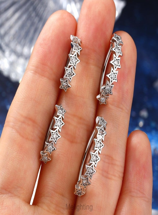 Melighting Star Belly Button Ring 14G Reverse Belly Ring Stainless Steel 316L 10 mm Belly Piercing Clicker Clear CZ Belly Piercing Jewelry for Women - Image 2