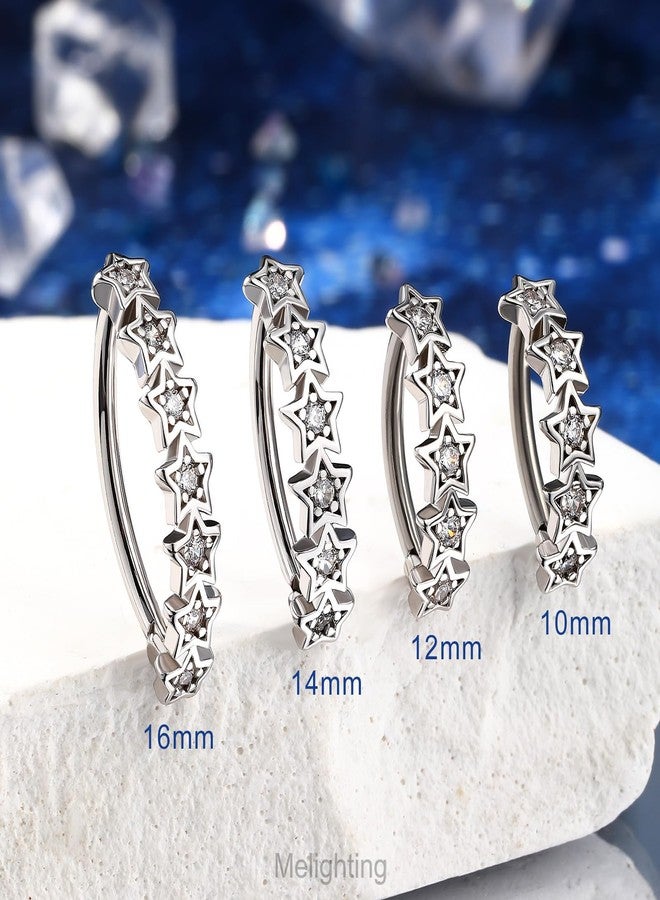 Melighting Star Belly Button Ring 14G Reverse Belly Ring Stainless Steel 316L 10 mm Belly Piercing Clicker Clear CZ Belly Piercing Jewelry for Women - Image 3