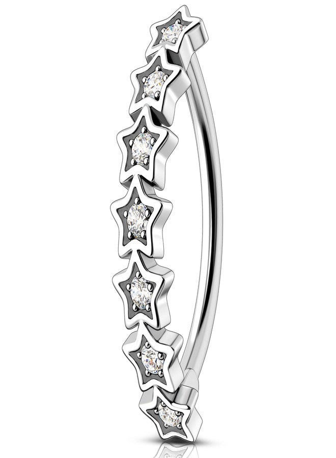 Melighting Star Belly Button Ring 14G Reverse Belly Ring Stainless Steel 316L 10 mm Belly Piercing Clicker Clear CZ Belly Piercing Jewelry for Women - Image 1