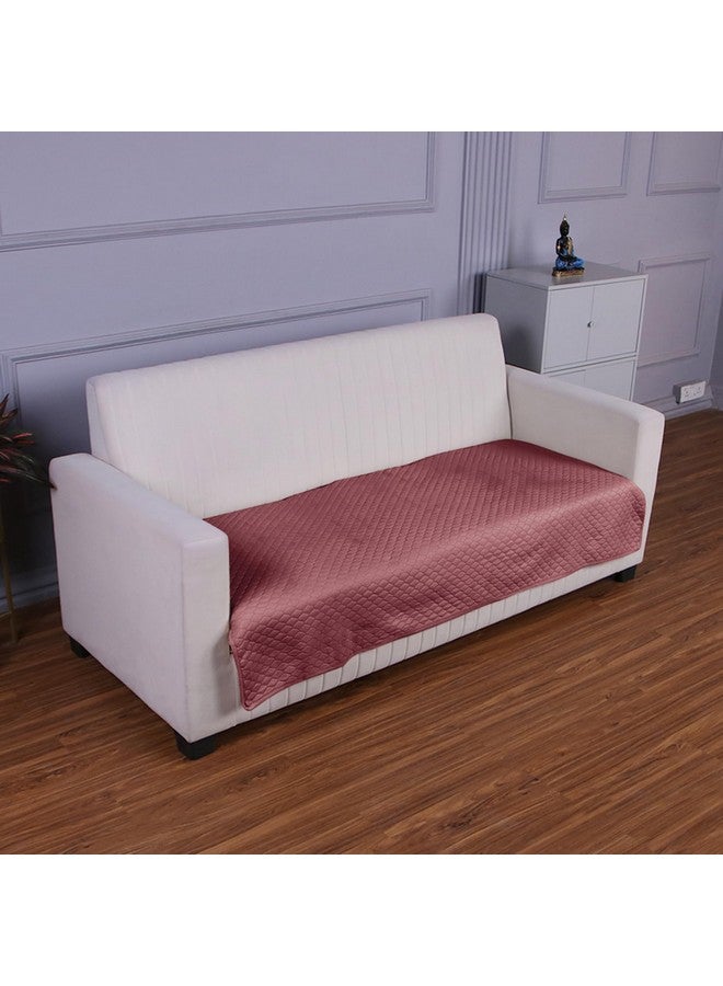 HOKIPO Quilted 3 Seater Sofa Cover Seat Mat, Mauve Pink (IN-723-PCH) - Image 1