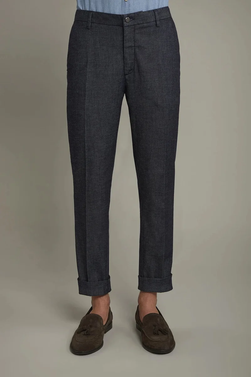 دوبل غانغر Men's classic chambray regular fit trousers - DK Denim