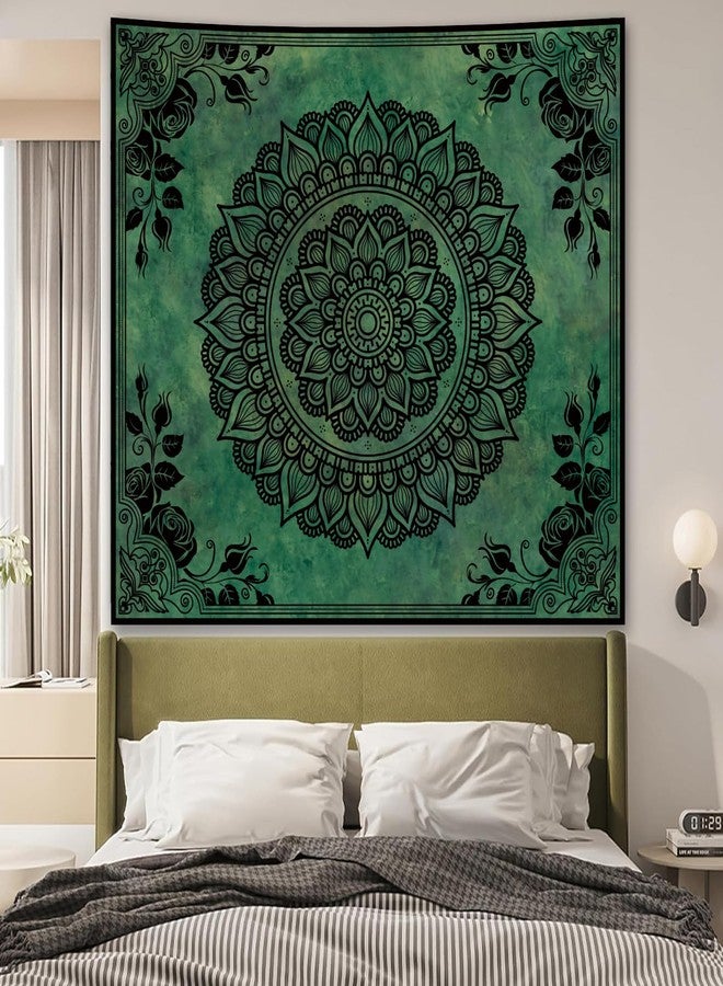 Apdidl Boho Mandala Green Tapestry for Bedroom Aesthetic, Hippie Indian Vintage Floral Decor Wall Hanging, Bohemian Ceiling Flower Plants Art Backdrop Wall Tapestries for Dorm Living Room 51" X 60" - Image 2