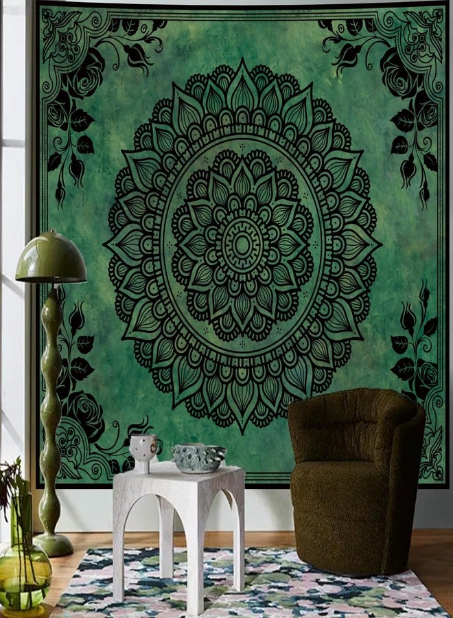 Apdidl Boho Mandala Green Tapestry for Bedroom Aesthetic, Hippie Indian Vintage Floral Decor Wall Hanging, Bohemian Ceiling Flower Plants Art Backdrop Wall Tapestries for Dorm Living Room 51" X 60" - Image 4