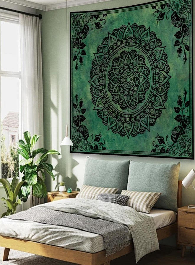 Apdidl Boho Mandala Green Tapestry for Bedroom Aesthetic, Hippie Indian Vintage Floral Decor Wall Hanging, Bohemian Ceiling Flower Plants Art Backdrop Wall Tapestries for Dorm Living Room 51" X 60" - Image 3