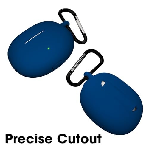 Sounce Earphone Case Cover for realme Buds Air 6 TWS Soft Silicone Skin Case Cover Shock Absorbing Protective Case with Keychain [Front LED Visible] - Blue - Image 2