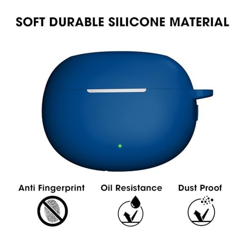Sounce Earphone Case Cover for realme Buds Air 6 TWS Soft Silicone Skin Case Cover Shock Absorbing Protective Case with Keychain [Front LED Visible] - Blue - Image 5