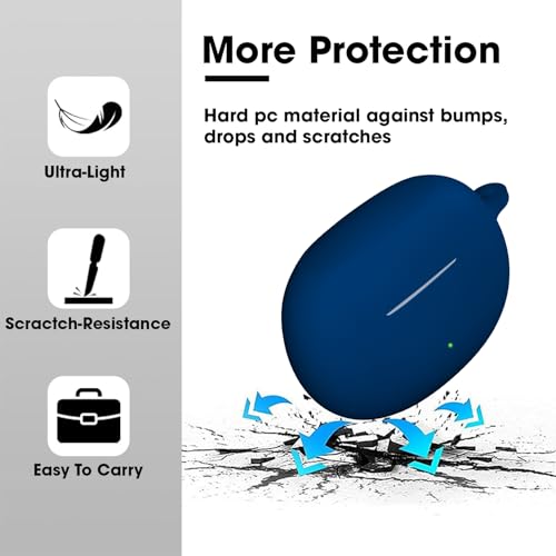 Sounce Earphone Case Cover for realme Buds Air 6 TWS Soft Silicone Skin Case Cover Shock Absorbing Protective Case with Keychain [Front LED Visible] - Blue - Image 3