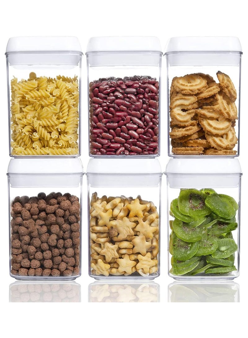 AUTOYSUR Airtight Food Storage Containers Set with Lock Lids, Set of 6, Pantry Organization Plastic Storage Jar Storage Tank for Cereal, Coffee, Sugar - Moisture Proof, BPA Free & Stackable Design (M:800ML*6PC) - Image 1