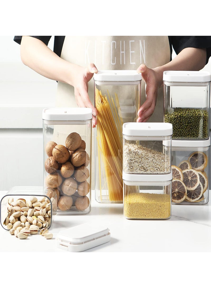 AUTOYSUR Airtight Food Storage Containers Set with Lock Lids, Set of 6, Pantry Organization Plastic Storage Jar Storage Tank for Cereal, Coffee, Sugar - Moisture Proof, BPA Free & Stackable Design (M:800ML*6PC) - Image 4