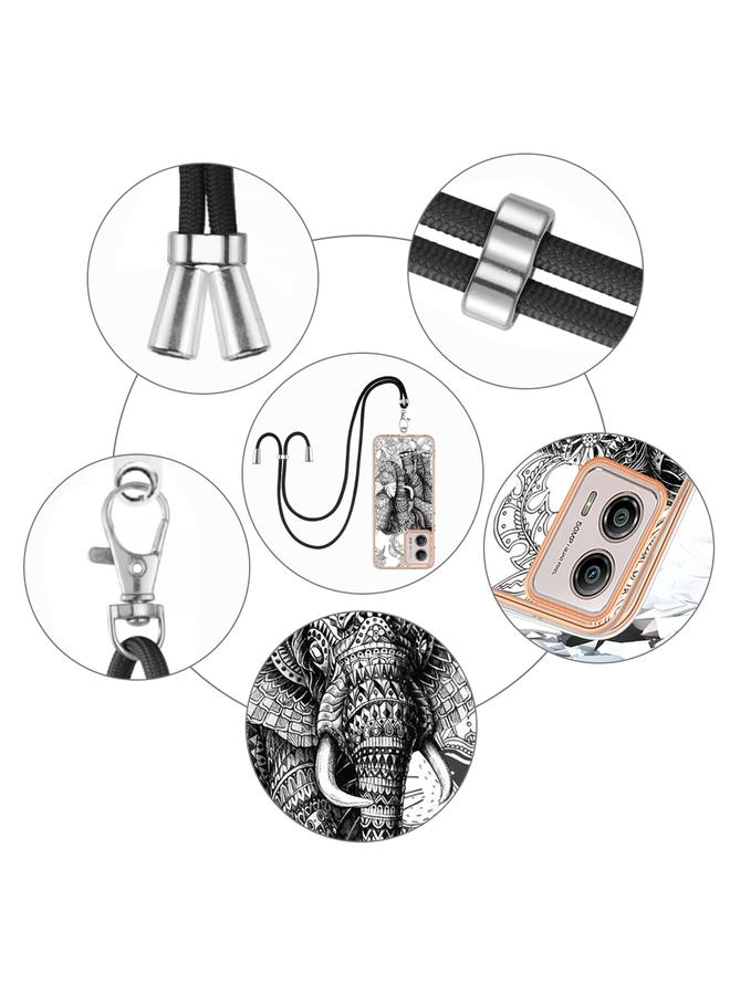 اس-توب جراب لهاتف Motorola Moto G53 / G13 / G23، جراب هاتف IMD مزدوج الجوانب مطلي بالكهرباء مع حبل - Image 4