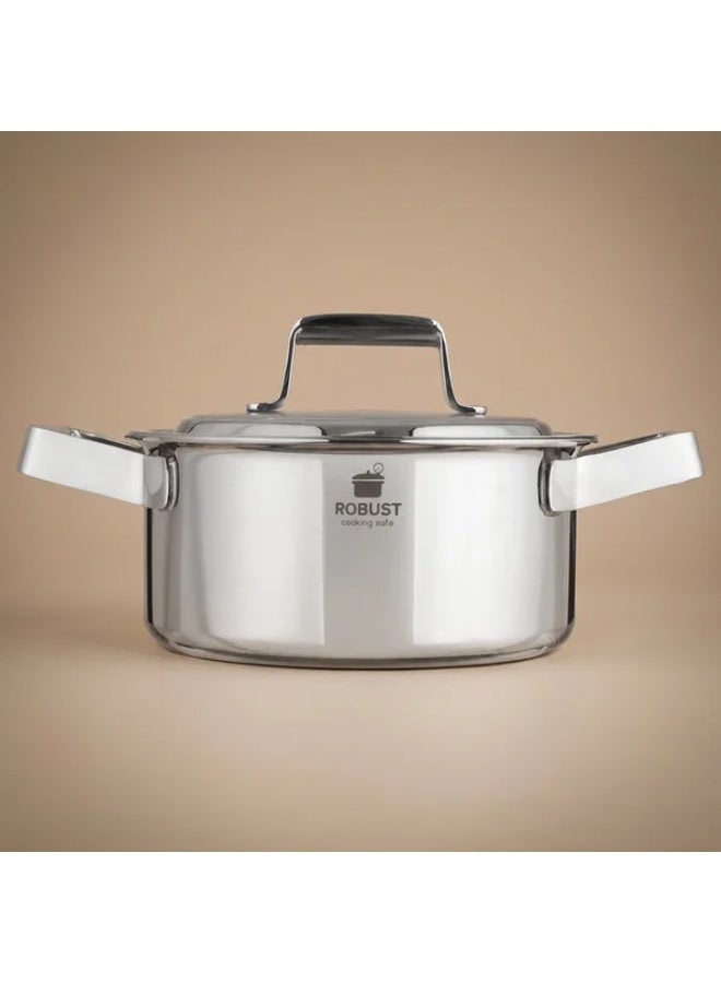 ROBUST Stainless Steel Cooking Pot, 20 cm - Silver - Image 1