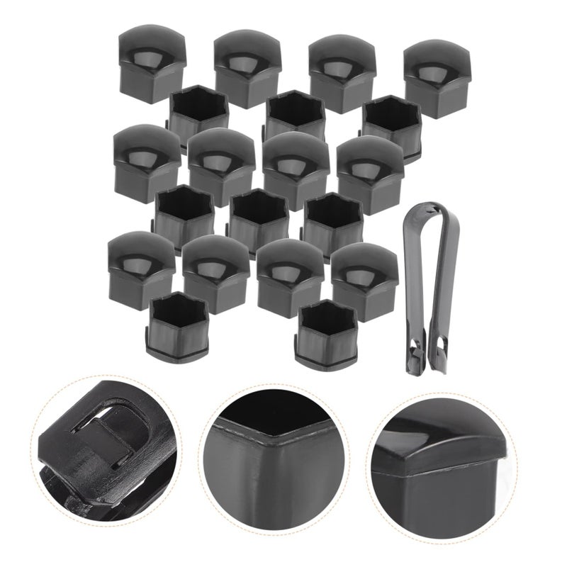 Black 8x1 7cm 20 Pcs Lug Nut Wheel Covers Durable Auto Protection Design With Removal Caps - Image 5