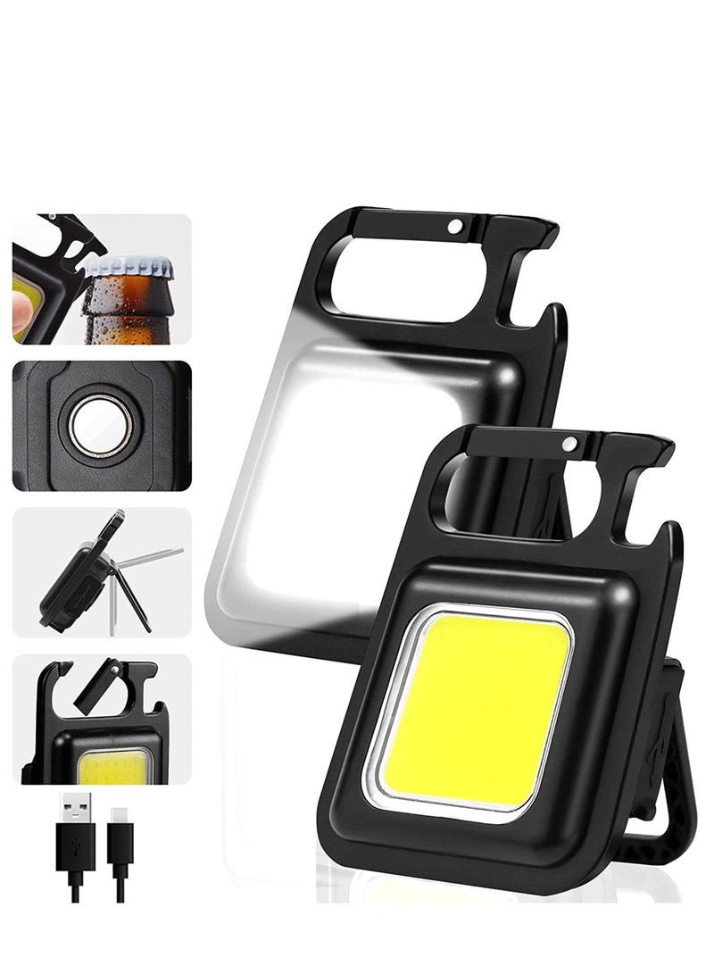 Super bright mini flashlight, rechargeable, portable bottle opener and magnetic base, suitable for camping, fishing, hiking - Image 1