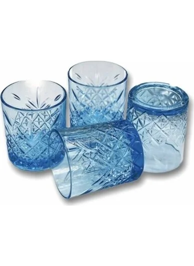 Paşabahçe Timeless Set of 4 Blue Soft Drink Glasses 345 cc.