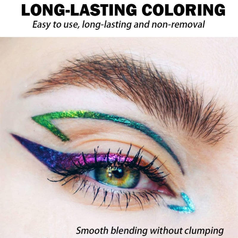 Corleone Glitter Liquid Eyeliner, Metallic Change Color Rainbow Eyeliner Gel MultiColor Highly Pigmented Waterproof Longer-Lasting Colorful Eye Liner Gift Kit for Women and Girls (A3) - Image 2