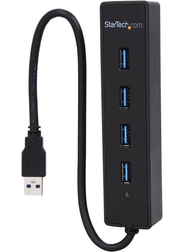 StarTechcom 4Port USB 30 Hub with Builtin Cable  SuperSpeed Laptop USB Hub  Portable USB Splitter  Mini USB Hub ST4300PBU3 Black