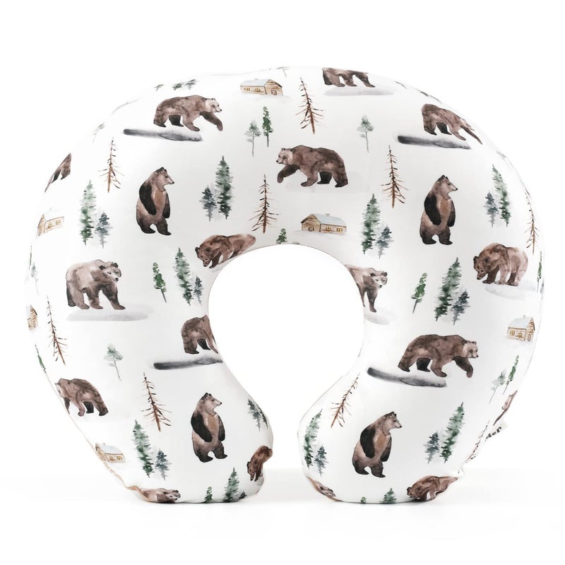 GRSSDER Nursing Pillow Cover Stretchy Minky Removable Nursing Covers for Breastfeeding Pillows, Ultra Soft Comfortable Slipcover for Boy and Girls, Jungle Bear/Rainbow - Image 1
