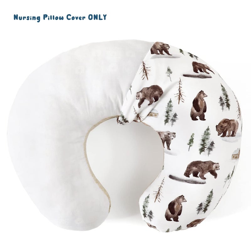 GRSSDER Nursing Pillow Cover Stretchy Minky Removable Nursing Covers for Breastfeeding Pillows, Ultra Soft Comfortable Slipcover for Boy and Girls, Jungle Bear/Rainbow - Image 3