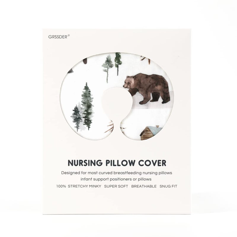 GRSSDER Nursing Pillow Cover Stretchy Minky Removable Nursing Covers for Breastfeeding Pillows, Ultra Soft Comfortable Slipcover for Boy and Girls, Jungle Bear/Rainbow - Image 4