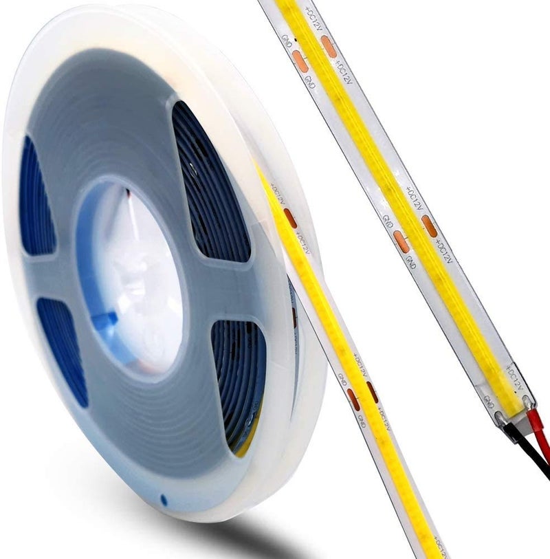 protium DC 12V Premium COB LED Strip Flexible High Density Chips CRI 90 6000k Cool White Lights 5M Tape (Cool White Light 6000K, 360 LEDs/m) PRSF360PN4 - Image 1