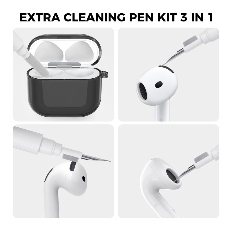 AhaStyle Clear Airpods 4 Case Cover with Cleaning Kit [Anti-Yellowing] Soft TPU Protective Covers Skin Designed for Apple AirPods 4th Generation 2024 Support USB-C Charging Case and Wireless Charging - Image 4