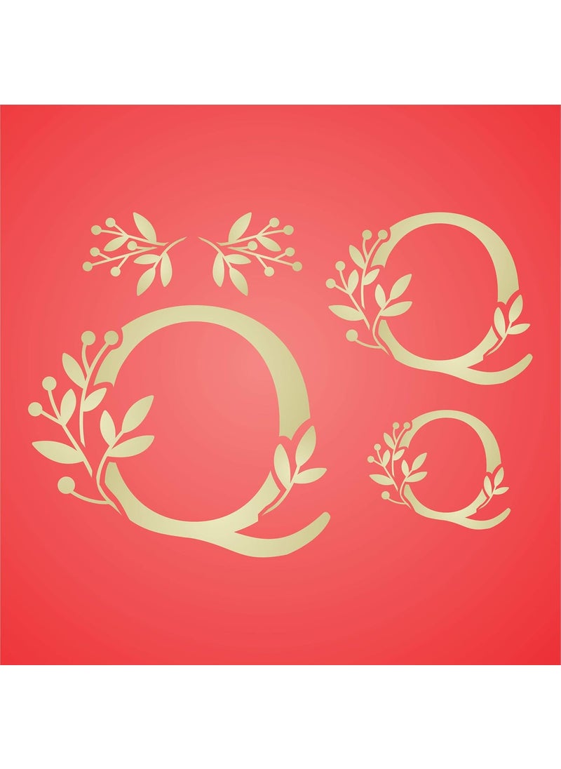 Usnyabni Flower Monogram Q Stencil - Stencils for Walls Original Leaf Flower Initial 3 Sizes on One Sheet - 2" 3" and 4.5" Tall  - Image 2