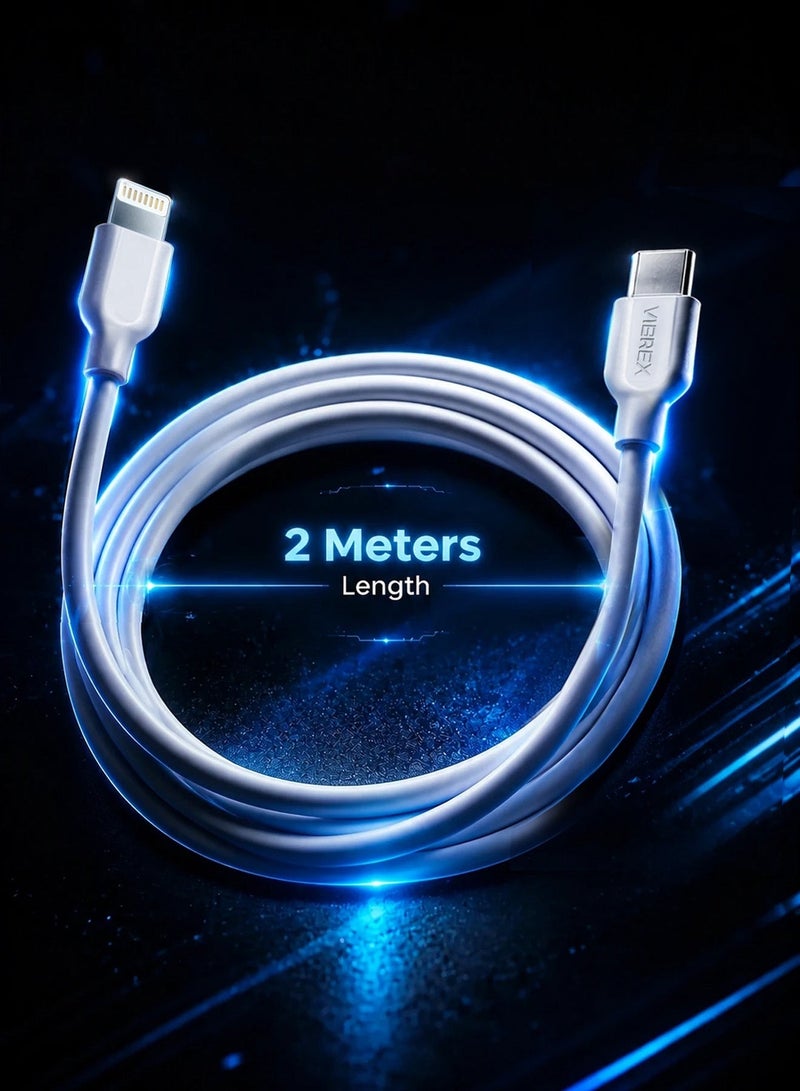 Vierex VC-3 Type-C to Lightning Fast Charging Data Cable 20W Power Delivery USB C to iPhone Charger Cable, 2M - Image 1