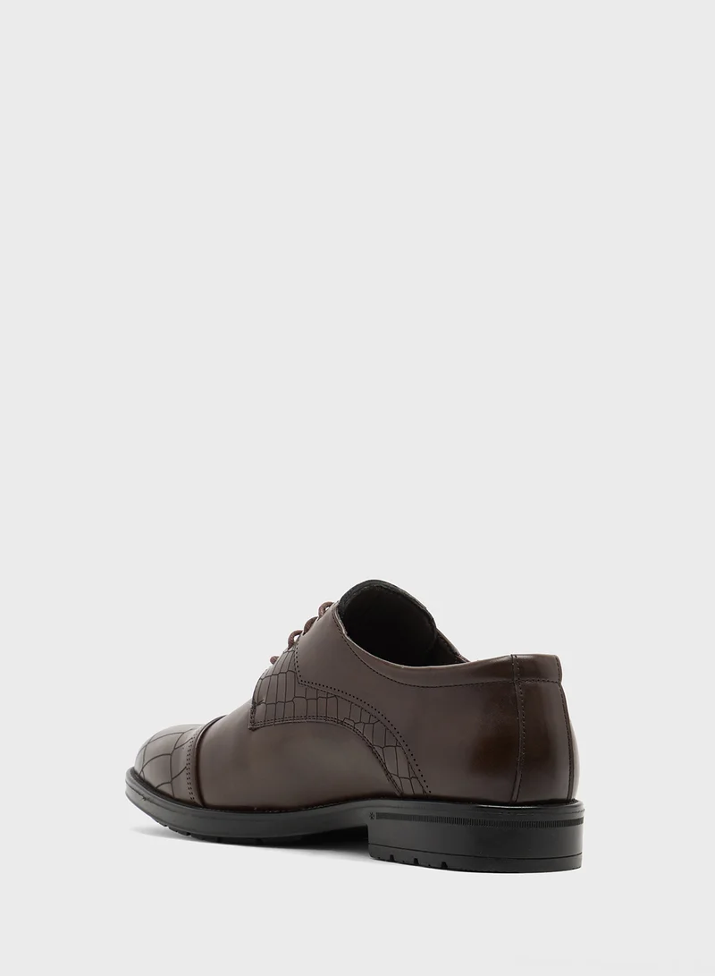 Robert Wood Croc Emboss Detail Formal Lace Ups