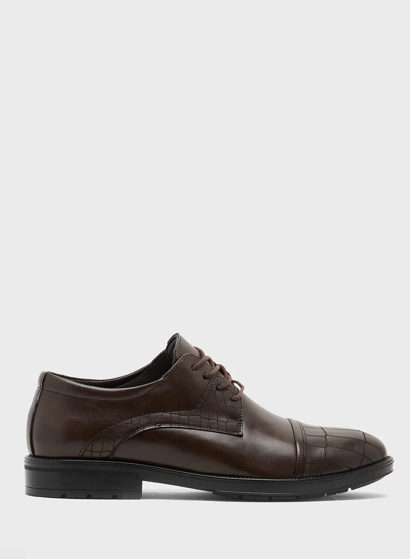 Robert Wood Croc Emboss Detail Formal Lace Ups