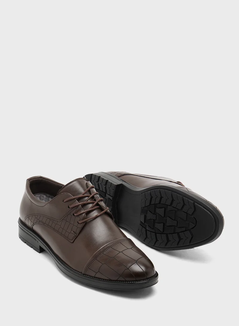Robert Wood Croc Emboss Detail Formal Lace Ups
