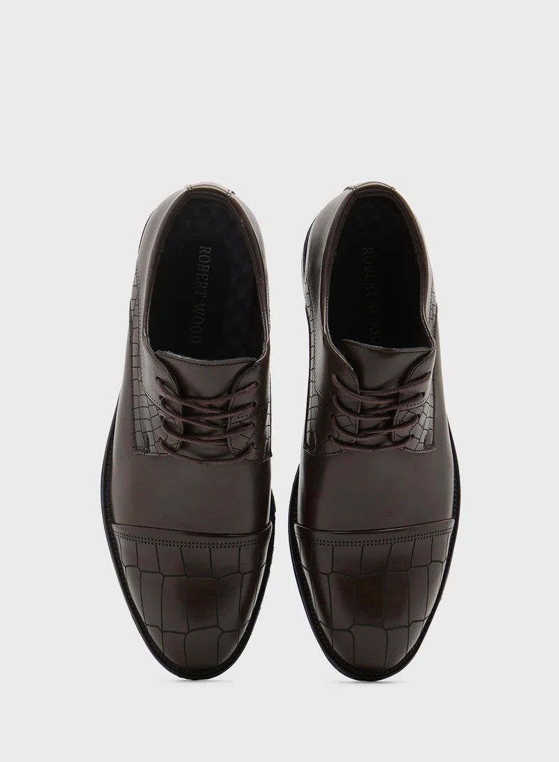 Robert Wood Croc Emboss Detail Formal Lace Ups