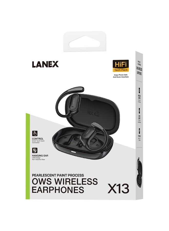 LANEX LANX X13 Wireless Bluetooth Earphones with Sports Ear Hooks, Sports Headphones (Black) - Image 2