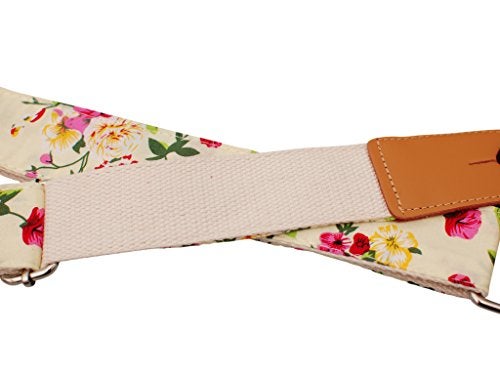 MUSIC FIRST Original Design “Rosa Multiflora in Green” Soft Muslin & Genuine Leather Ukulele Strap Ukulele Shoulder Strap - Image 5