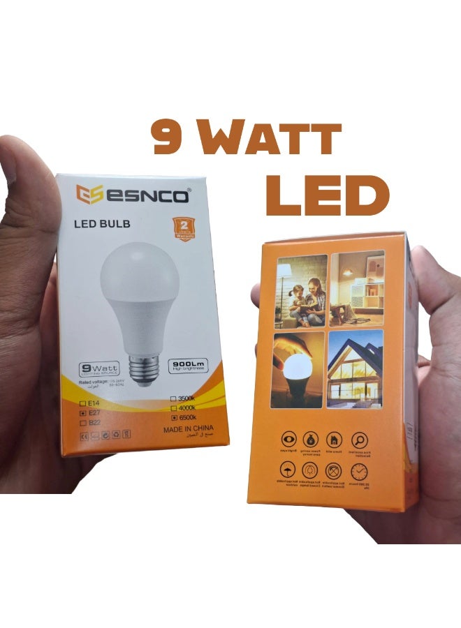 ESNCO 9W LED Bulb - 10 Pack, E27 Base, 900 Lumens, 6500K Daylight White, Energy Efficient Lighting for Home, 2-Year Warranty - Image 2