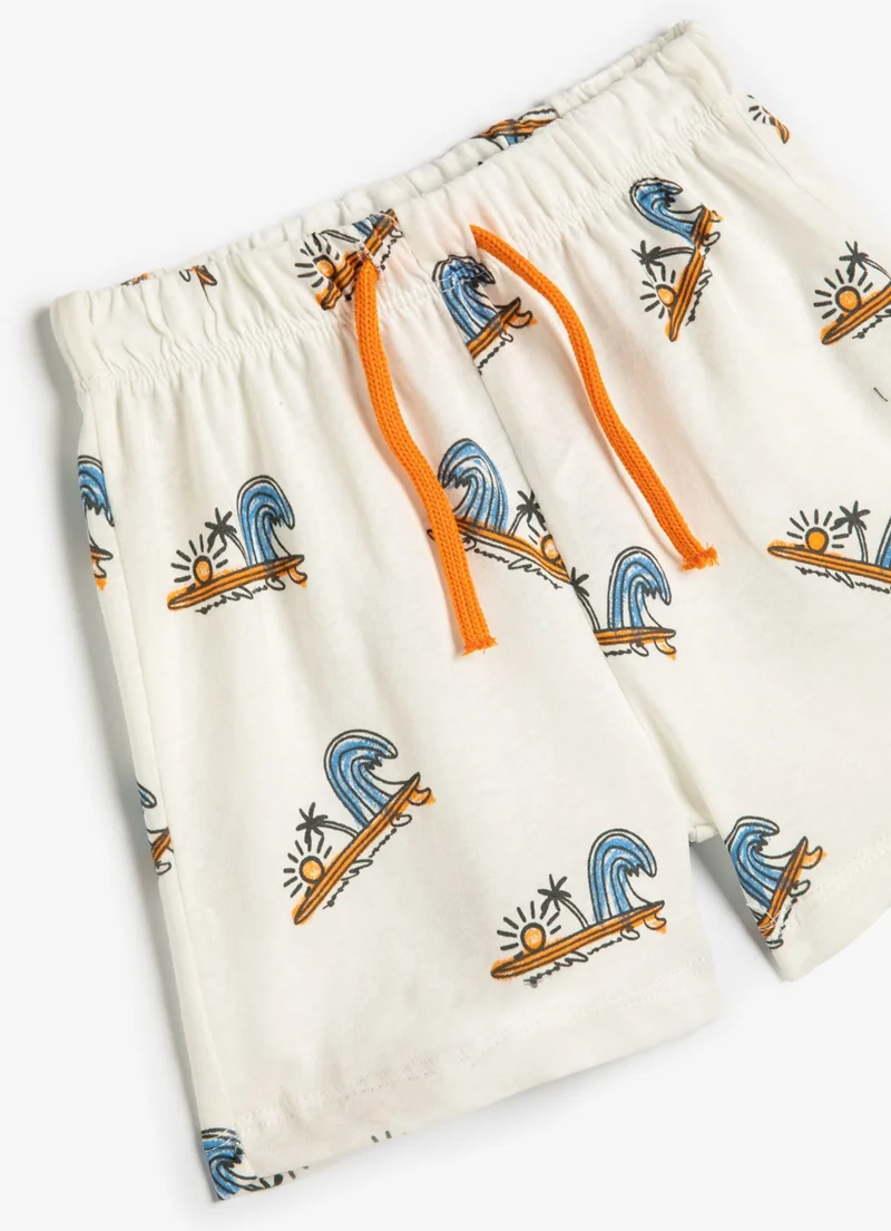 كوتون Cotton Shorts Summer Themed Tie Waist Cotton